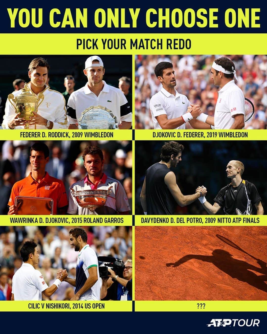 ATP World Tourさんのインスタグラム写真 - (ATP World TourInstagram)「Every fan wishes they could have a do-over on one match 🎾 Take your pick ⬇️」10月13日 5時38分 - atptour