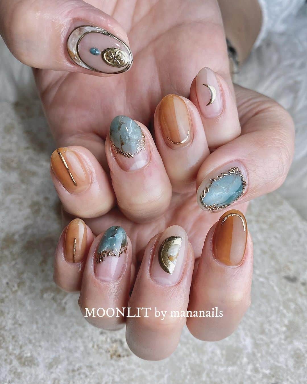 mananailsさんのインスタグラム写真 - (mananailsInstagram)「Jewelry design @moonlit_minori のデザインとmix🌞  ☾120min」10月13日 13時37分 - mananails