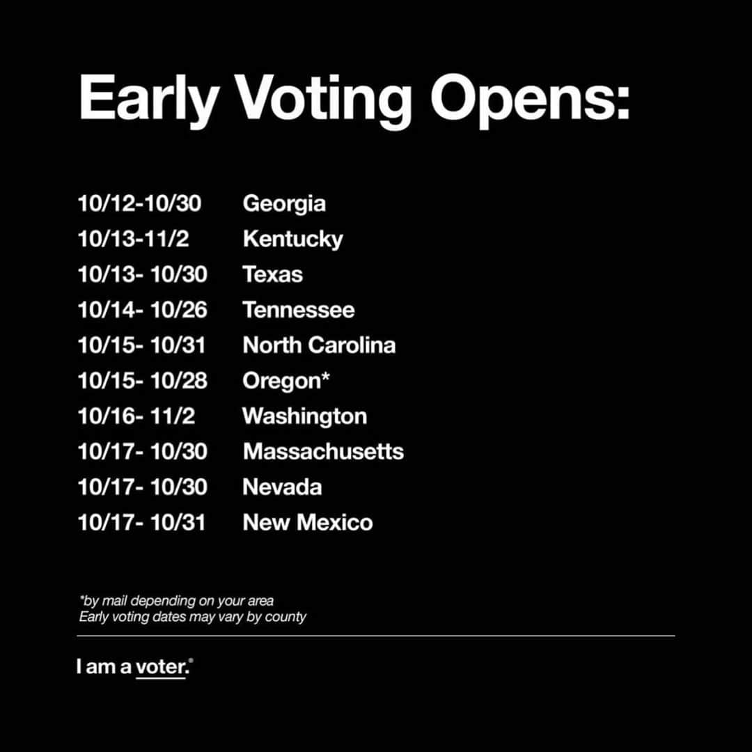 クリス・ボッシュさんのインスタグラム写真 - (クリス・ボッシュInstagram)「Today is the last day to register to #vote if you live in Kansas, Louisiana, Maryland, New Jersey, Minnesota, Oregon, Virginia, D.C., and West Virginia.   If you live in my home state of #Texas, voting is NOW OPEN. The election isn’t 3 weeks away. It’s currently open in many states. Swipe to see if your states election is open. Be sure to educate yourself and make a plan to let your voice be heard in this election.  @hoopersvote @rockthevote #Hoopersvote #voterregistration #voteearly」10月14日 5時07分 - chrisbosh