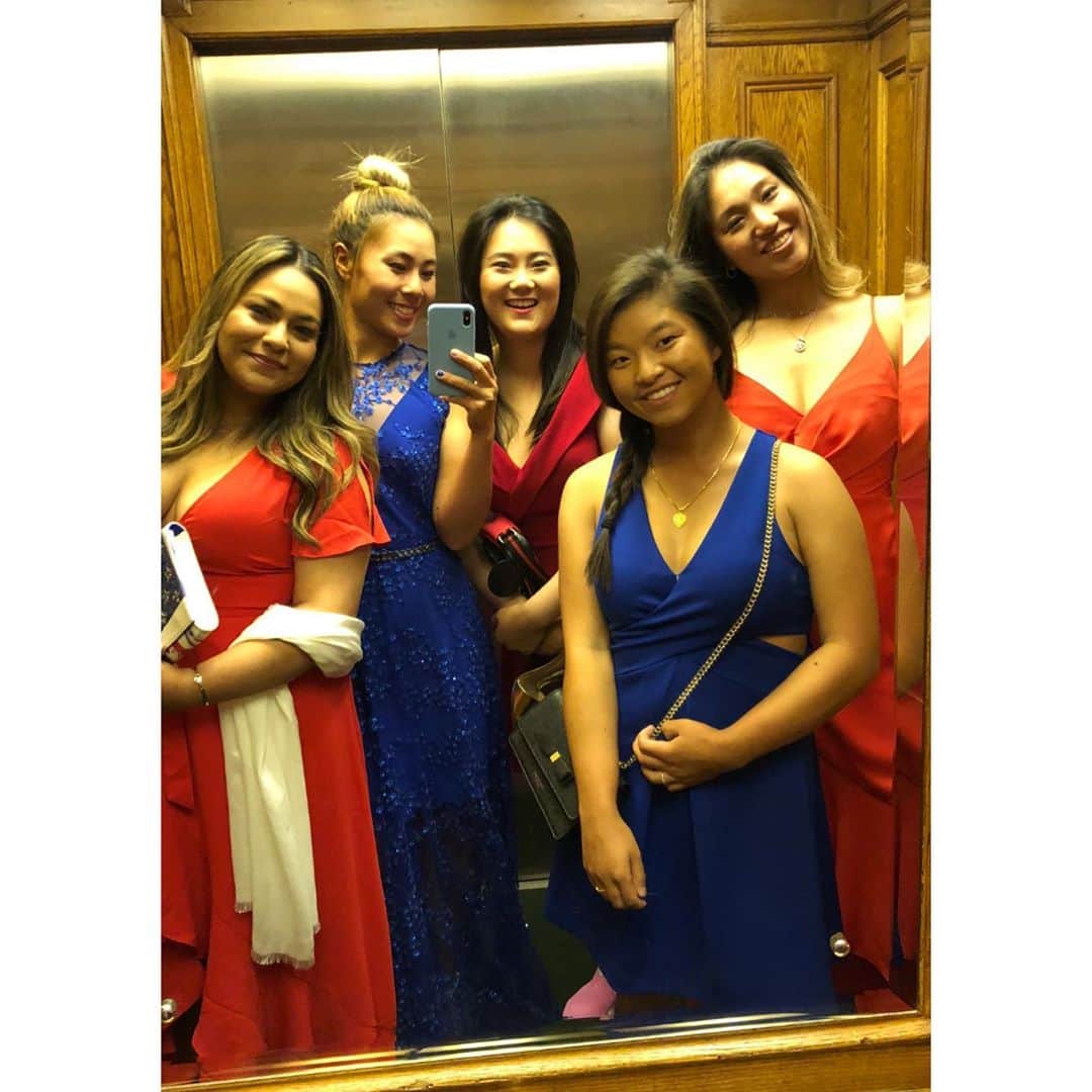 リセット・サラスのインスタグラム：「With the new @solheimcupusa announcement today, definitely feelin this Red White and Blue glam pic with my 2019 pod @daniellekang @annieparkusc @megan_khang and @angelyinlol ... let's be in Spain in 2023... but first Toledo 2021  💙❤️💃🏽🇺🇸」