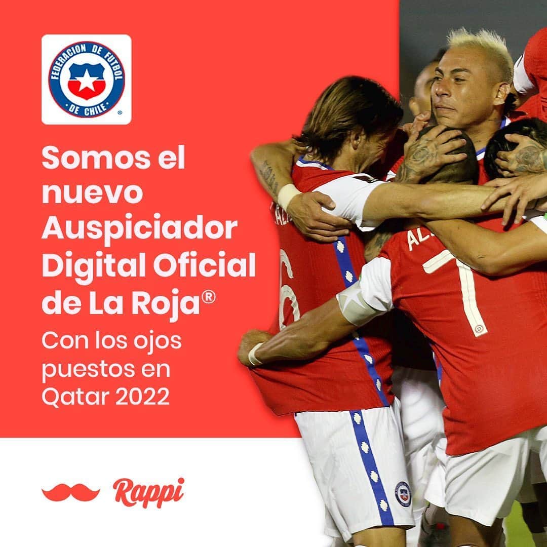 サッカーチリ代表チームさんのインスタグラム写真 - (サッカーチリ代表チームInstagram)「🇨🇱 ¡Atención Chilen@s de corazón!  "Damos la bienvenida a ❤️ @rappichile, nuestro nuevo sponsor digital de #LaRoja"」10月14日 3時50分 - laroja