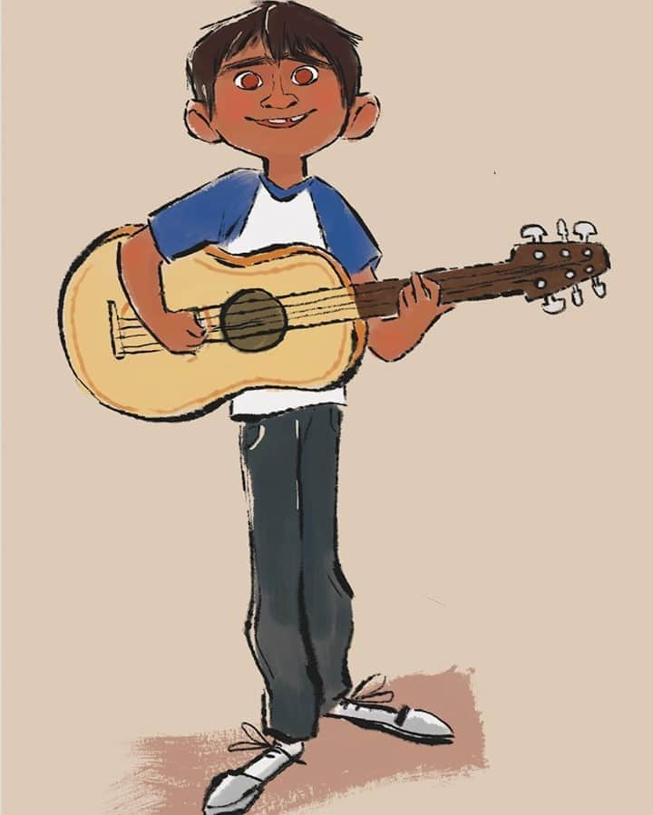 Disney Pixarさんのインスタグラム写真 - (Disney PixarInstagram)「“Growing up, there weren’t really any animated movies where I saw myself in the protagonist. As we began circling round a design for Miguel, I remember Zaruhi Galstyan did this beautiful sketch—a scrawny Mexican kid holding a guitar, crooked smile, a spark of passion in his eyes—and looking at it, I thought of the kids who would see this character and think, ‘Hey, this is a story about someone like me. I’m someone whose story is worth telling, whose experience is worth hearing about.’” - Adrian Molina, Coco Co-director and Screenwriter. Coco Concept Art by Zaruhi Galstyan #HispanicHeritageMonth」10月14日 4時00分 - pixar