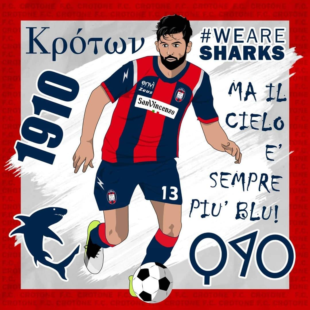 のインスタグラム：「Pronto a lottare per questi colori con la fame di uno squalo! 🔵🔴 #WeAreSharks🦈 Un ringraziamento speciale per questa grafica ad @antonio.vn 💪」