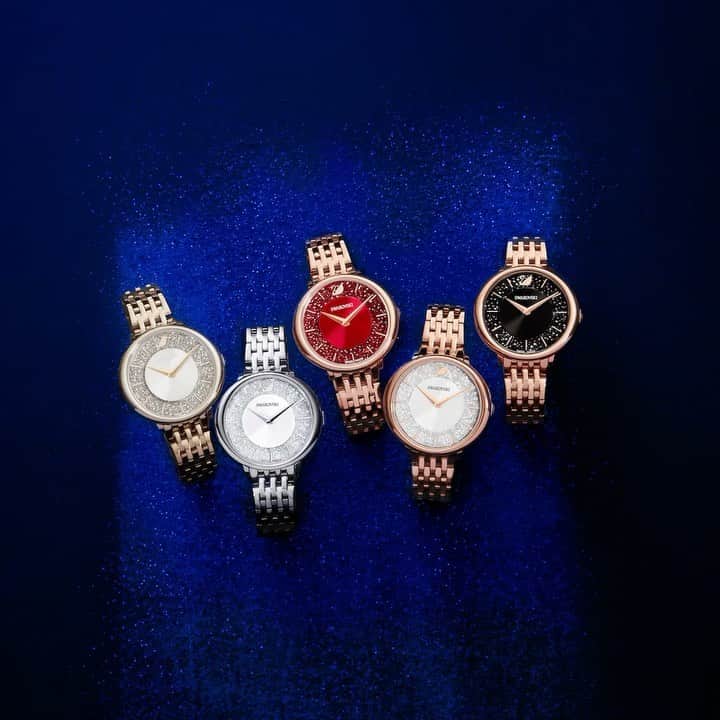 のインスタグラム：「Get your favourite addition to the Crystalline Watch family. #Swarovski125years」