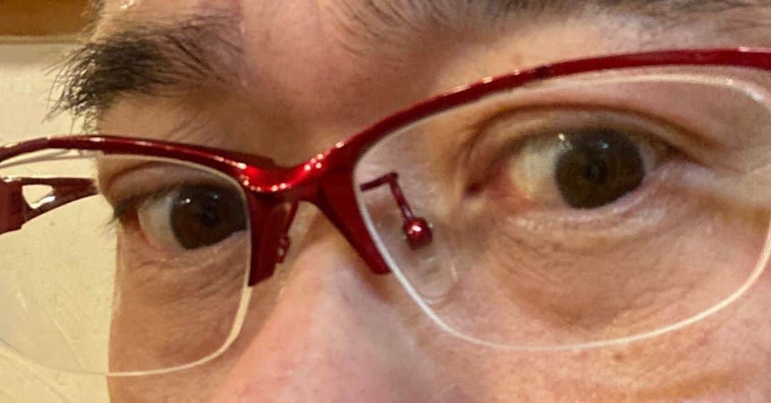 のインスタグラム：「初心に帰って赤メガネを新調。レンズ調整しっかりしたので前よりくっきり #鯖江 #スペシャライズ #フレーム赤」