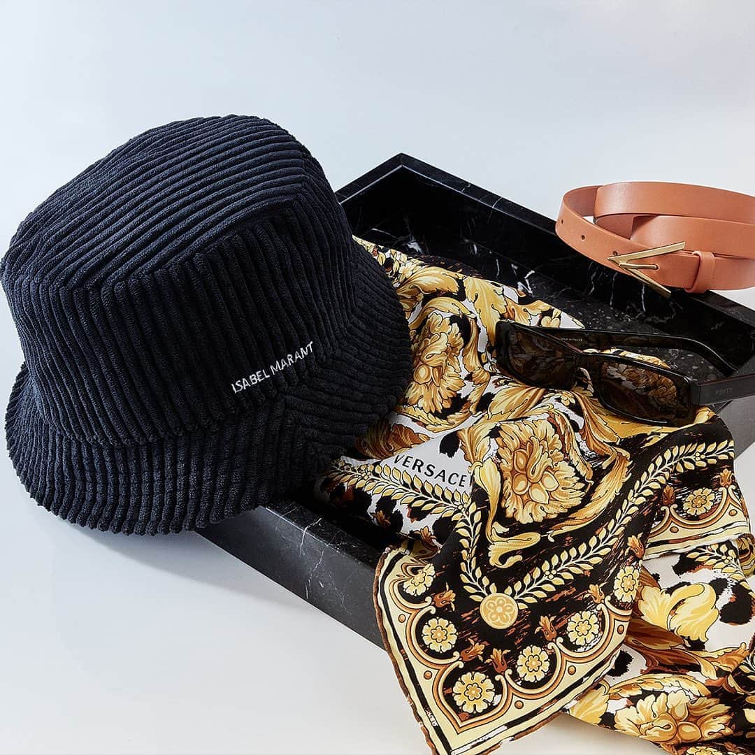 Saks Fifth Avenueのインスタグラム：「From vintage-printed scarves to corduroy-chic bucket hats, take a more-is-more approach with your accessories. #SaksStyle」