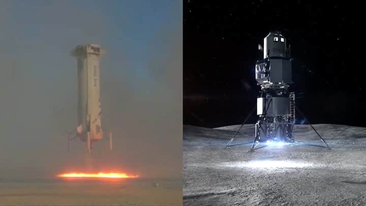 ジェフ・ベゾスのインスタグラム：「Huge kudos to the @BlueOrigin and @NASA teams for today’s successful mission. Seven consecutive trips to space and back for this particular vehicle. We’re testing precision lunar landing technologies for future missions in support of the Artemis program. Another step toward returning to the Moon — this time to stay. #GradatimFerociter」