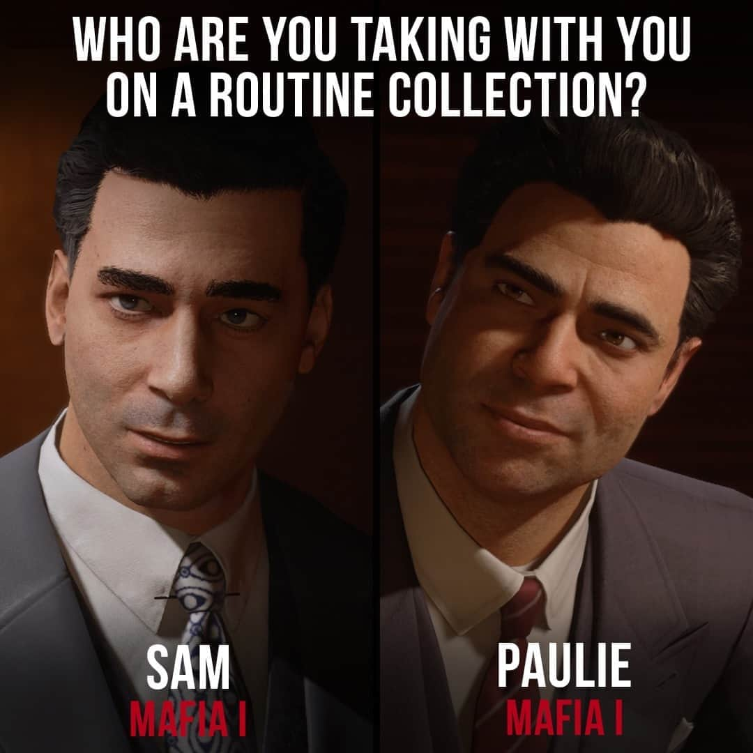 2Kさんのインスタグラム写真 - (2KInstagram)「Paulie or Sam? Which one of Salieri's boys from #MafiaDefinitiveEdition is riding shotgun as you go for a routine collection?」10月14日 0時00分 - 2k