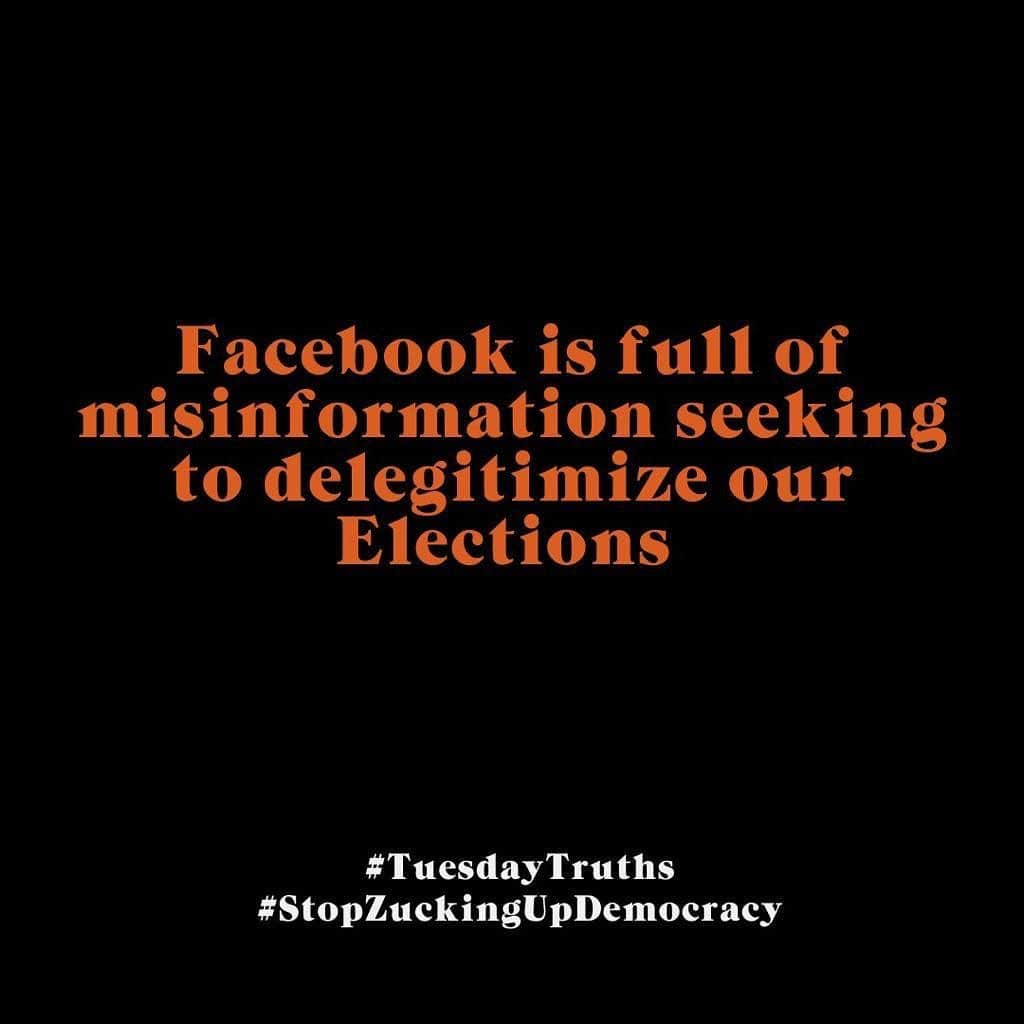 ナオミ・キャンベルさんのインスタグラム写真 - (ナオミ・キャンベルInstagram)「#TuesdayTruths #StopZuckingUpDemocracy」10月14日 1時02分 - naomi