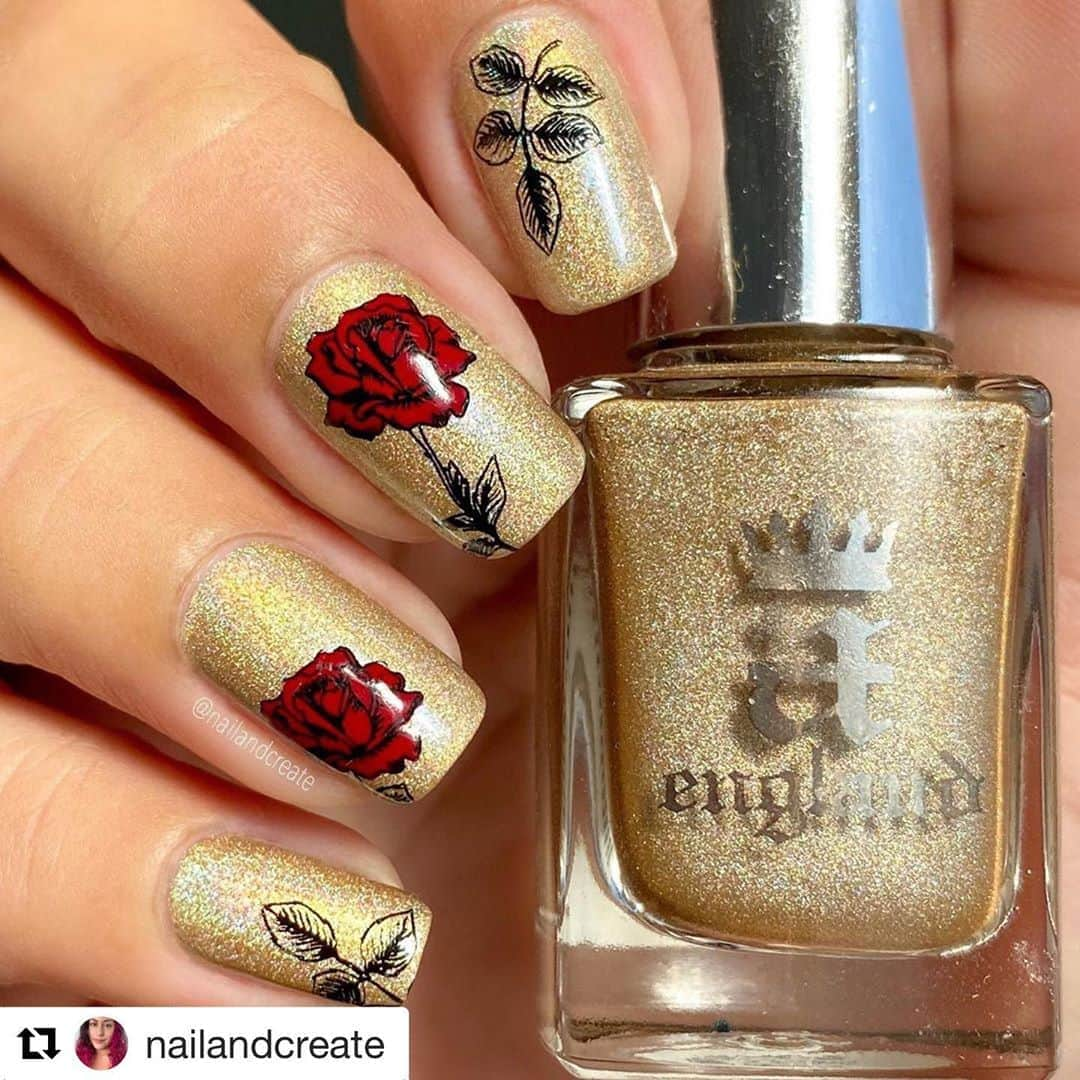 Nail Designsさんのインスタグラム写真 - (Nail DesignsInstagram)「Credit: @nailandcreate  ・・・ These roses are for you Elise, @osmovaara 🌹 #aquoteforelisesbday . ”He who dares not grasp the thorn Should never crave the rose” - Anne Bronte . A-England {The Hand Refrains} Clear Jelly Stamper {More Like 1 AM} and {REDy for Anything} + stamping plate CjS-92 ’All Is Rose-y} . #rosesforelise #roses #redrose #aengland #thehandrefrains #rosenails #clearjellystamper #cjsallisrosey #nailart #nailsofinstagram #nailsoftheday #nailinspo #nailista #nailsdid #nails2inspire #nailsonfleek #nailstagram #instanails #nacaengland #nacfloral #naccjs #nailspafeature #nailpromote」10月14日 1時49分 - nailartfeature