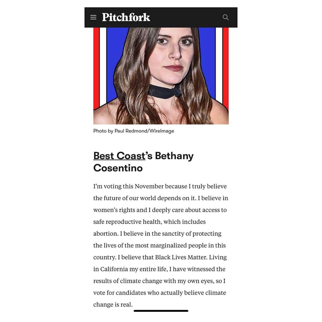 ベスト・コーストのインスタグラム：「i wrote a little thing for @pitchfork about why I’m voting for @joebiden ✌🏻✨🗳」