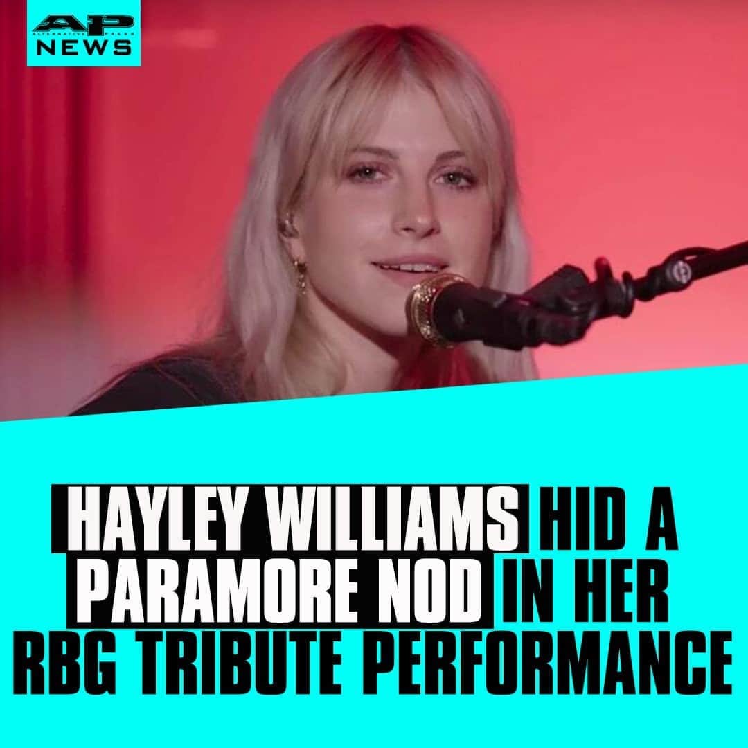 Alternative Pressさんのインスタグラム写真 - (Alternative PressInstagram)「WATCH: Did you spot this subtle @paramore nod @yelyahwilliams hid in her powerful Ruth Bader Ginsburg tribute performance?⁠ LINK IN BIO⁠ .⁠ .⁠ .⁠ #hayleywilliams #paramore #ruthbaderginsburg #ruthbaderginsburgtribute #altpress #alternativepress」10月14日 2時10分 - altpress