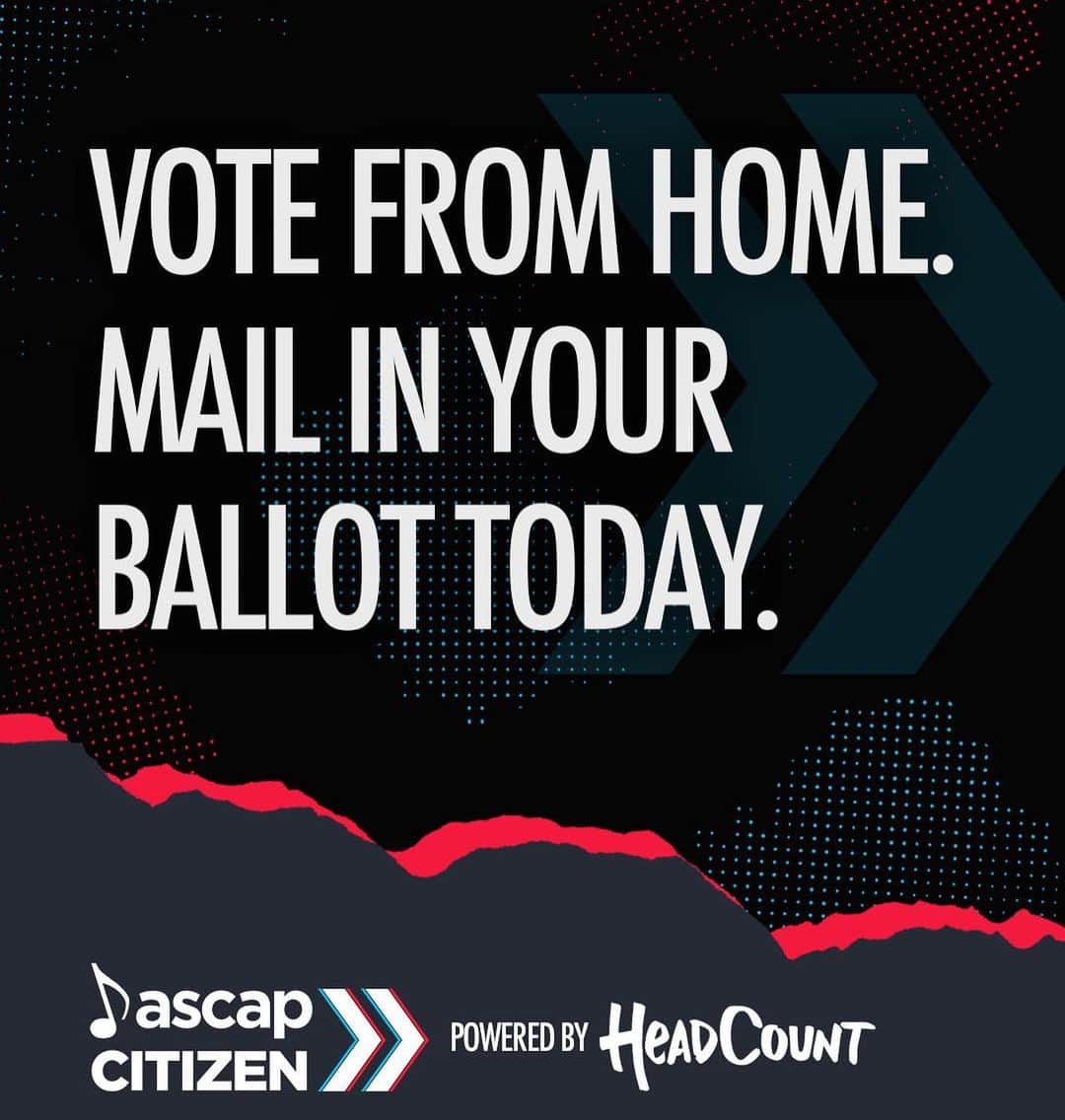 ASCAPさんのインスタグラム写真 - (ASCAPInstagram)「We're less than a month away from Election Day. If you're voting by mail, complete your ballot and mail it in today with help from #ASCAPCitizen and @headcountorg. Check out the #MakeYourVoteCount link in our bio for details on how to vote by mail in your state. #VOTE」10月14日 2時32分 - ascap