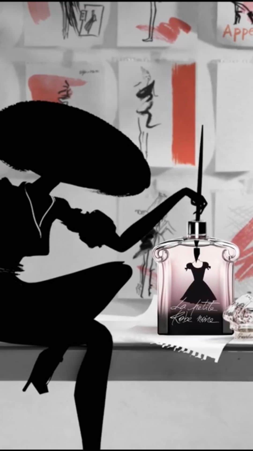 のインスタグラム：「Playful, mischevious, irresistible.  La Petite Robe Noire: simply a must-have.  #Guerlain #GuerlainParfumeur #LaPetiteRobeNoire #Paris #Illustration #Parisienne」