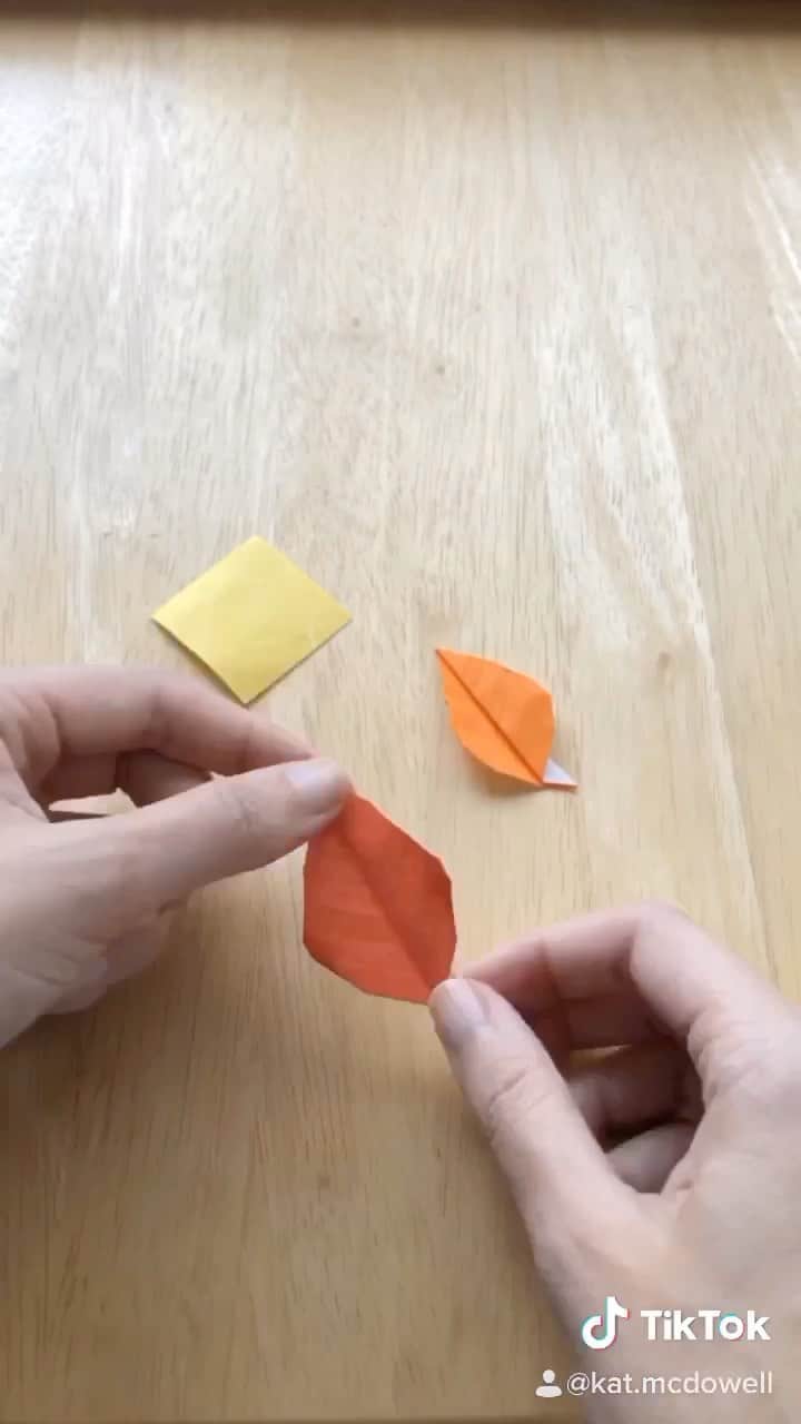 KATのインスタグラム：「There is a maple leaf tutorial is coming this Thursday but in the meantime I would love to see your fall leaves! 🙌🏼☺️ Make some origami with me on my YouTube channel!」