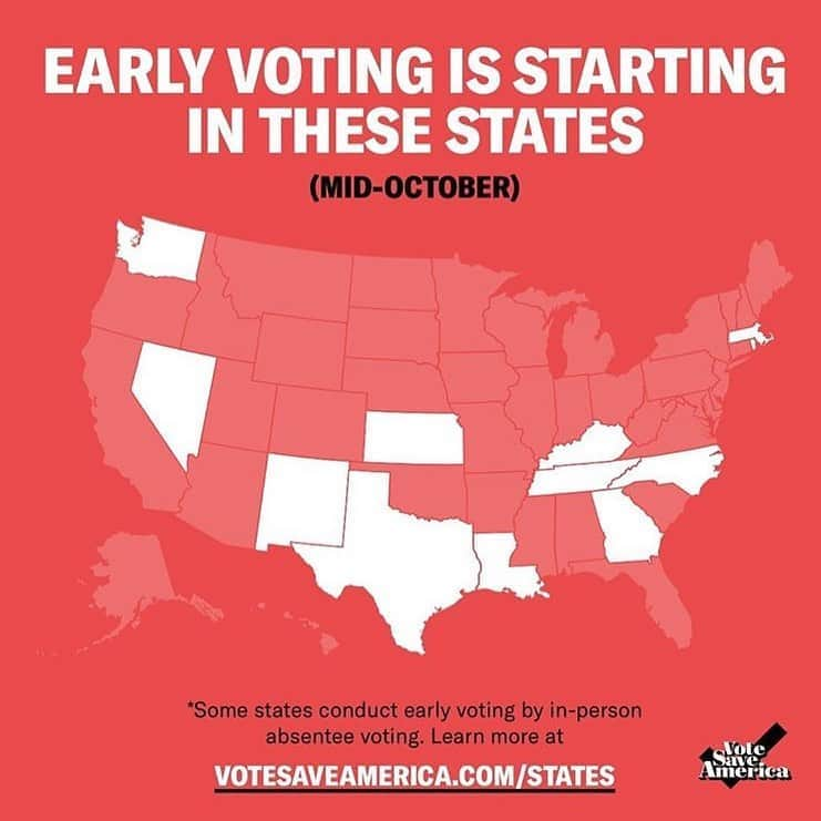 レオナルド・ディカプリオさんのインスタグラム写真 - (レオナルド・ディカプリオInstagram)「From @votesaveamerica: Early voting starts this week in these states:⁣ ⁣ Georgia⁣ Kansas⁣ Kentucky⁣ Louisiana⁣ Massachusetts⁣ Nevada⁣ New Mexico⁣ North Carolina⁣ Rhode Island⁣ Tennessee⁣ Texas⁣ Washington⁣ ⁣ Learn about what's on your ballot at votesaveamerica.com/ballot」10月14日 6時35分 - leonardodicaprio