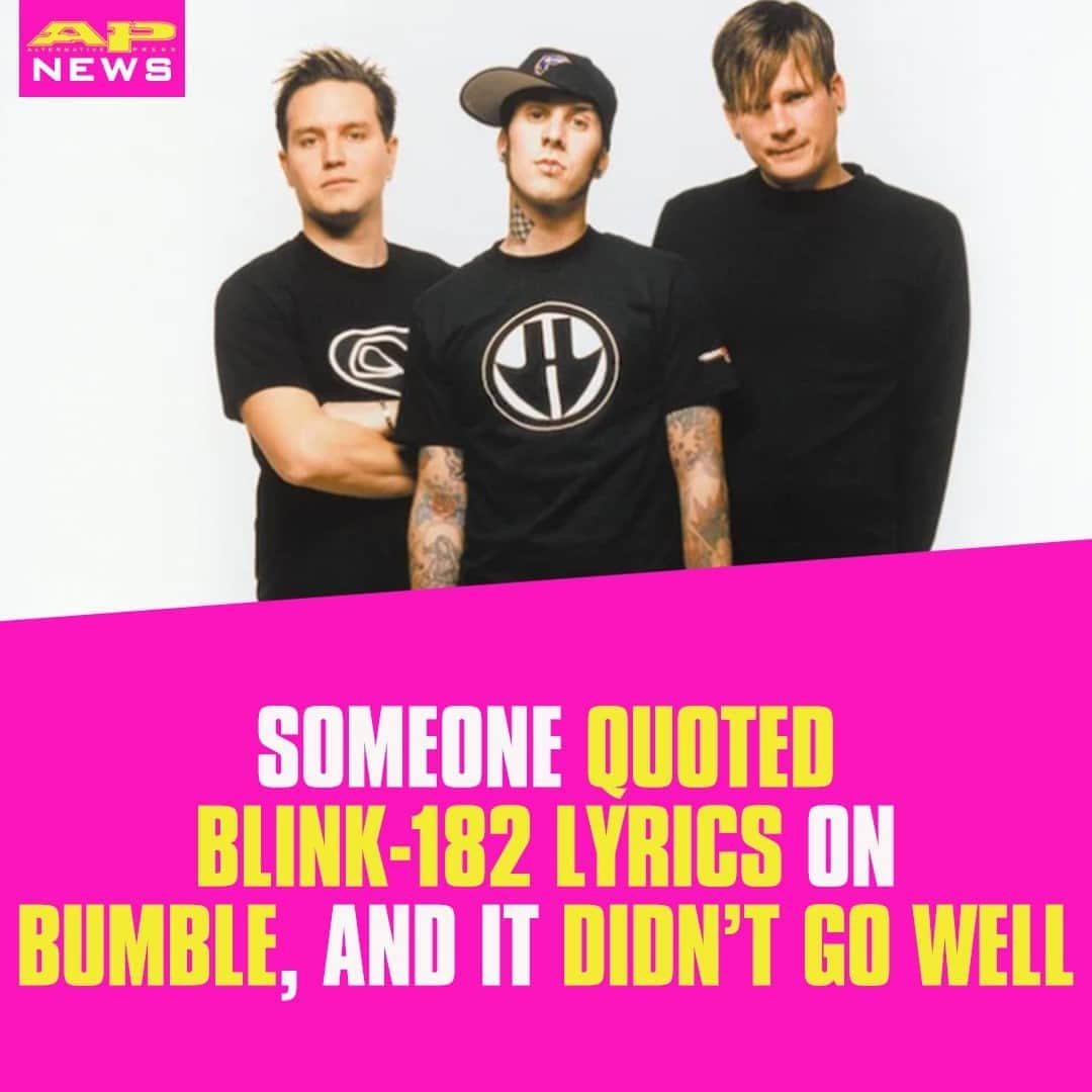 Alternative Pressさんのインスタグラム写真 - (Alternative PressInstagram)「This @bumble conversation about @blink182 lyrics is so awkward, we can all feel the secondhand embarrassment⁠ LINK IN BIO⁠ .⁠ .⁠ .⁠ #blink182 #blink182lyrics #bumble #altpress #alternativepress」10月14日 8時02分 - altpress