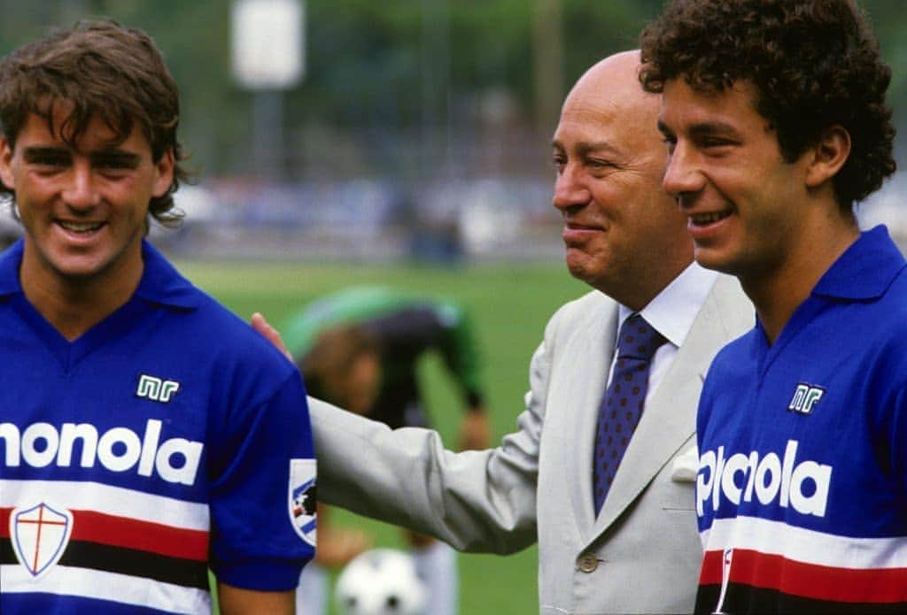 ロベルト・マンチーニのインスタグラム：「Quando ti ho conosciuto, appena arrivato alla @sampdoria, avevo solo 17 anni, sei stato un grande uomo e un Presidente Unico.   Ciao Presidente ci manchi ❤️ 14 ottobre 1993 - 14 ottobre 2020.」