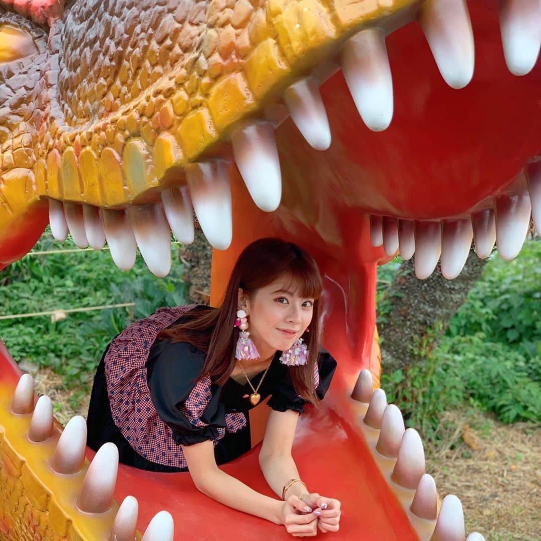 のインスタグラム：「＊Ϟໂ‧͡‧̫ໃ  恐竜大好き😘♡ たくさん写真撮った🦖✨ ・ ・ #伊豆シャボテン公園 #恐竜 #gmto #誕生日　#公園　#デート」