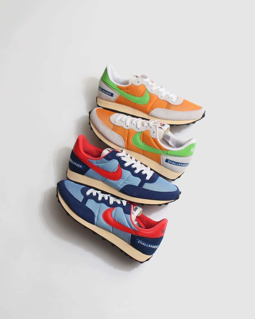 A+Sのインスタグラム：「2020. 10. 17 (sat) in store  ■NIKE CHALLENGER OG COLOR : LIGHT BLUE / ORANGE SIZE : 24.0cm - 29.0cm PRICE : ¥10,000 (+TAX)  ナイキチャレンジャーOGが提供するレトロな外観はスエードと通気性のあるメッシュを用いオリジナルの外観を再現しました。ヒールパネルには、 70年代に見られたものと同じようにラベルタグを配置。  The retro look provided by the Nike Challenger OG uses suede and breathable mesh to recreate the original look. the heel panel placed the label tag in the same way as in the 70's.  #a_and_s #NIKE #NIKECHALLENGER #NIKECHALLENGEROG #LOSTARCHIVE」