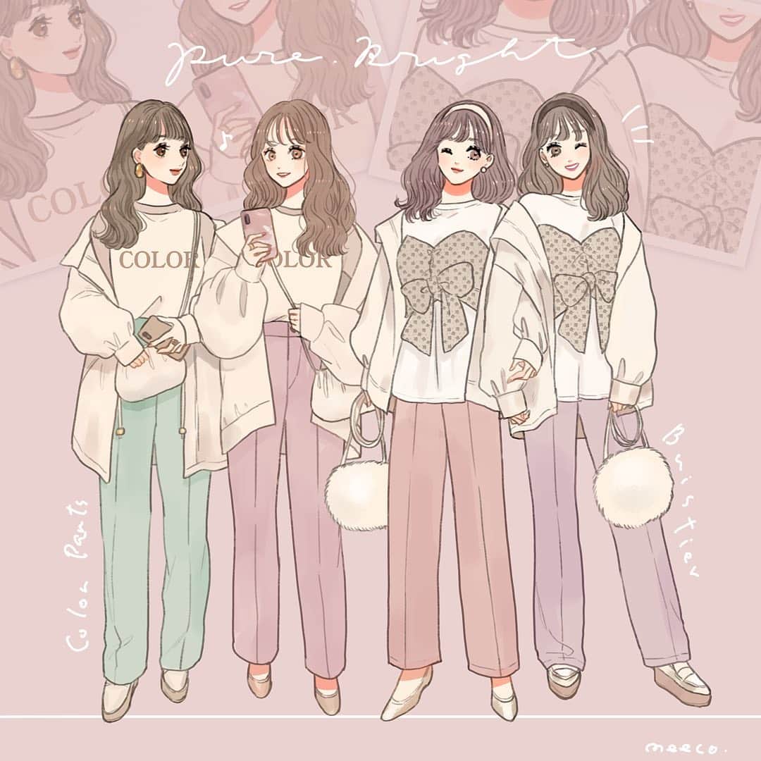 みーこさんのインスタグラム写真 みーこinstagram Pure Bright様 Purebright Jp にて描かせていただいた イラストまとめ イラスト イラストグラム イラストレーター ファッション ファッションコーデ ファッションイラスト ガーリー 女の子 ガールズ