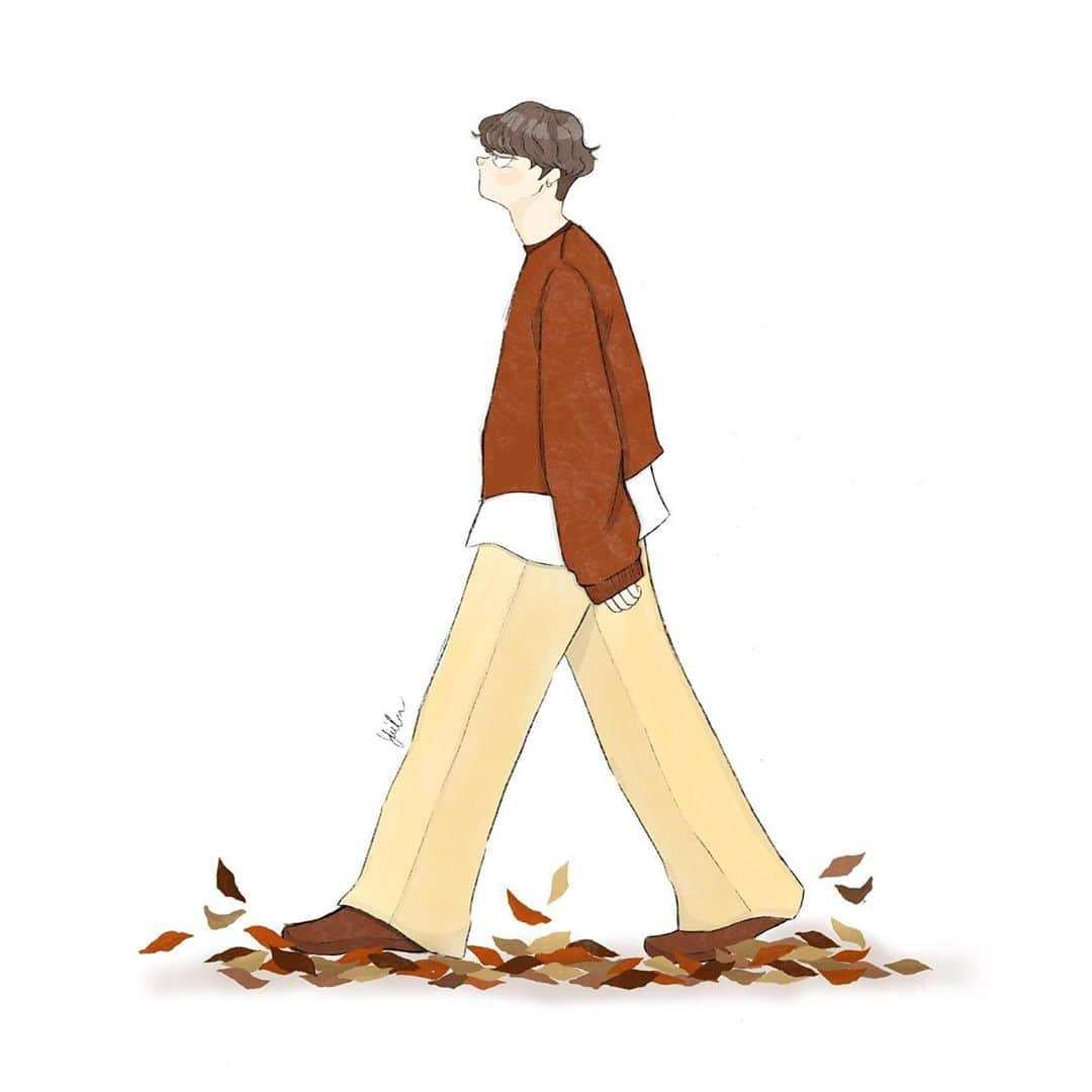 yurika_eyeさんのインスタグラム写真 - (yurika_eyeInstagram)「秋を踏み締める。🍂 : illustration #original #character  #ipad #drawing #fall  #procreate  #イラスト #キャラクター #オリジナル  #絵 #描く #秋 #yurika2wins」10月14日 20時25分 - yurika_eye