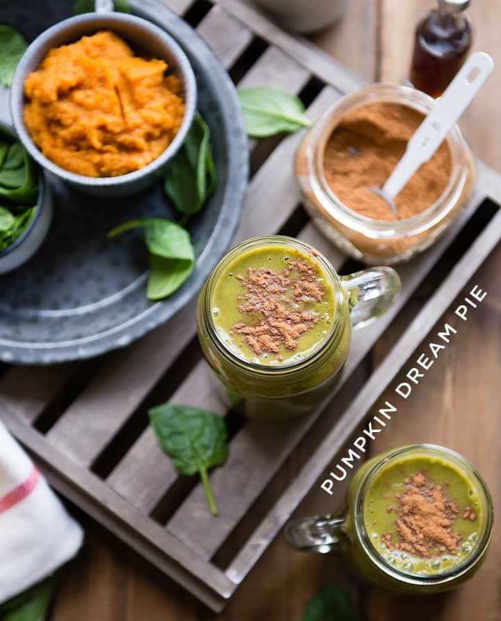 Simple Green Smoothiesさんのインスタグラム写真 - (Simple Green SmoothiesInstagram)「This pumpkin smoothie screams fall with the perfect combination of banana, almond, banana, spice, and vanilla. BONUS POINTS if enjoyed while carving pumpkins! 🍂⁠ ⁠ PUMPKIN DREAM PIE / serves 2⁠ 2 cups spinach, fresh ⁠ 2 cups almond milk, unsweetened⁠ 1 cup pumpkin, unsweetened⁠ 2 bananas⁠ 1 teaspoon pumpkin pie spice⁠ 1 teaspoon vanilla extract⁠ ⁠ 1. Blend spinach and almond milk until smooth. ⁠ 2. Add remaining ingredients and blend again. ⁠ ⁠ This recipe is from our best selling mobile apple, Daily Blends.📱Click @simplegreensmoothies to download.⁠ ⁠ https://simplegreensmoothies.com/app」10月15日 9時01分 - simplegreensmoothies