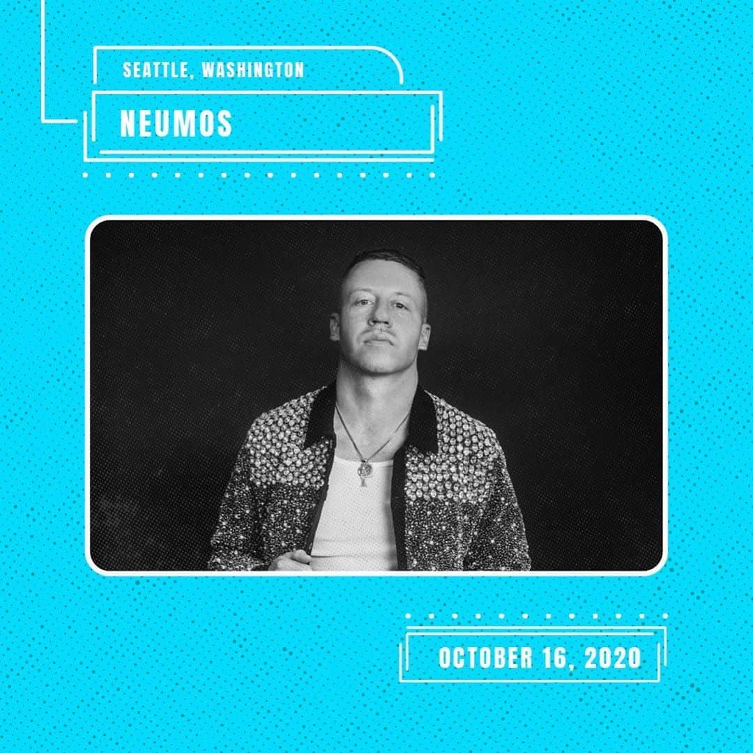 マックルモアーのインスタグラム：「Honored to be a part of @nivassoc Save Our Stages Festival this weekend Oct 16-18 to support independent music venues all over the country that need our help. Tune in this Friday Oct 16th at 7:10 PM PST for my performance from @neumos_... Link in my story to subscribe, set a reminder and help us #SaveOurStages」