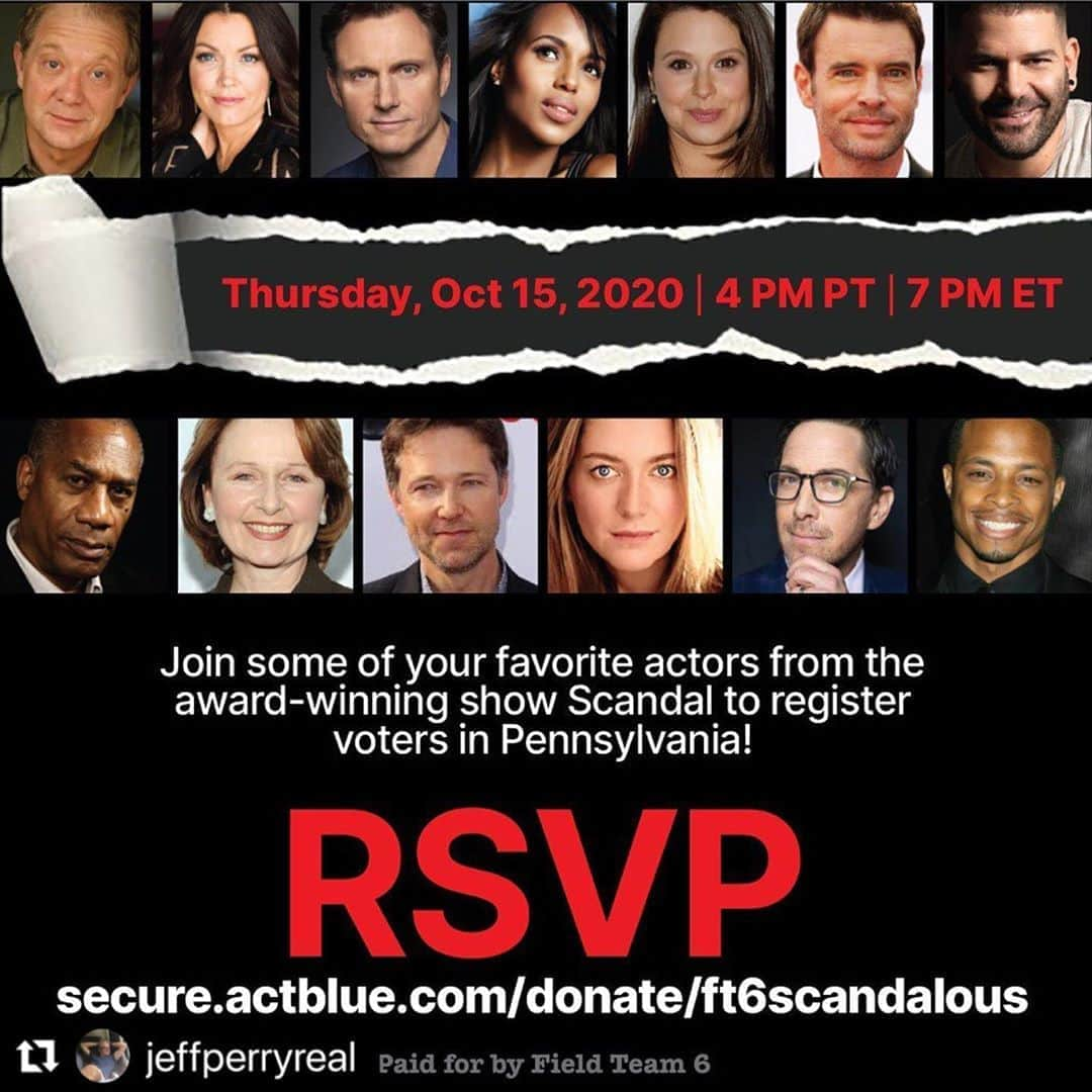 ベラミー・ヤングさんのインスタグラム写真 - (ベラミー・ヤングInstagram)「It's a #TGIT #GOTV 🗳🇺🇸🎉 Join us TMRW for a #Scandal party like we do- only this time with the goal of registering voters in #Pennsylvania 💗 But it's a virtual event, so you can join the conversation from anywhere! As I understand it, we will be chatting with everybody (& each other😄) & texting folks to help make sure they're registered & that they have a solid voting plan in place. Some of us are coming from set, so may be a little late 😬, but it's important to all of us, so we will see you there! Hope everyone is having a great night. I'm sending you so much love. Link to RSVP is below in Jeffy's post + I'll do a story with it there too. See you tmrw! #WeThePeople #Vote #ScandalFam #LetsDoThis ❤️💗❤️ ・・・ It’s going down TOMORROW! A #scandal reunion voting edition!! 👏🎊🗳 #scandalfam #vote #votingplan @actblueorg ➡️ Make sure to RSVP: https://secure.actblue.com/donate/ft6scandalous」10月15日 8時57分 - bellamyyoung