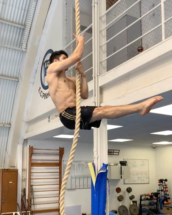 アルトゥール・オヤカワ・マリアノのインスタグラム：「Fortalecendo esse ombrinho e o punho! 💪🏻💪🏻💪🏻 A-cordaaaaa 🔥 Preparação fisio: @cris_gym_coach @hdbatata  🎥: @bielzinx_  .  #EsporteClubePinheiros #ComitêOlimpicoBrasileiro #COB #Caixa #Cbg #BolsaPodio  #ForçasNoEsporte #Cda #Petrobras #TimePetrobras #Aminovital #TimeAjinomoto」