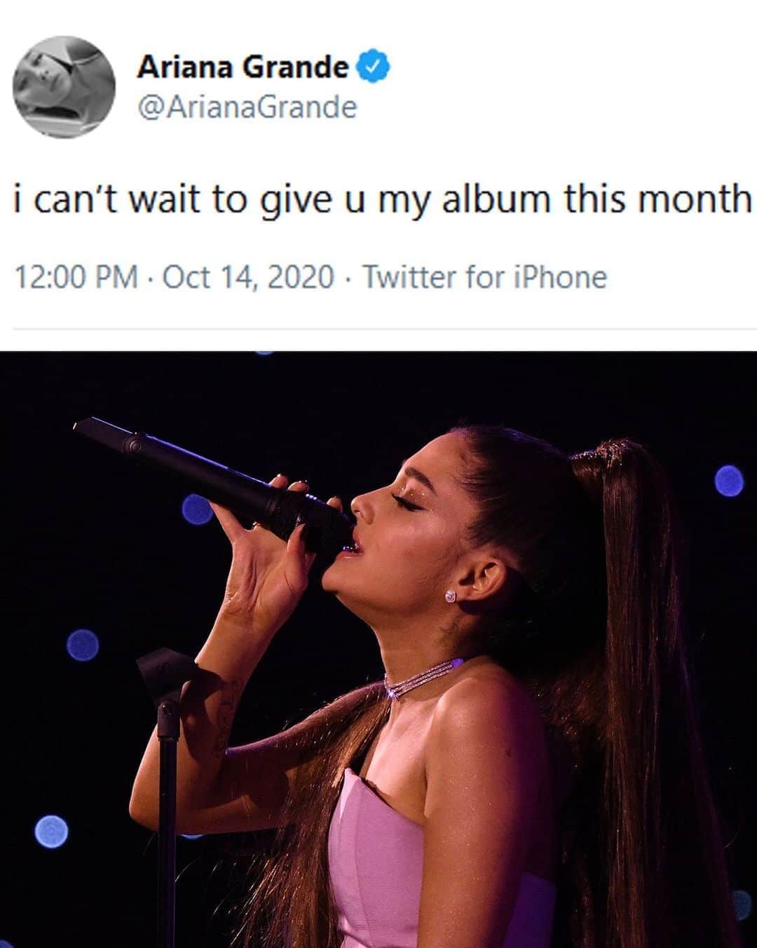 Just Jaredさんのインスタグラム写真 - (Just JaredInstagram)「#AG6 is coming! @arianagrande announced that her new album will be out this month!! #ArianaGrande Photo: Getty/Twitter」10月15日 1時13分 - justjared