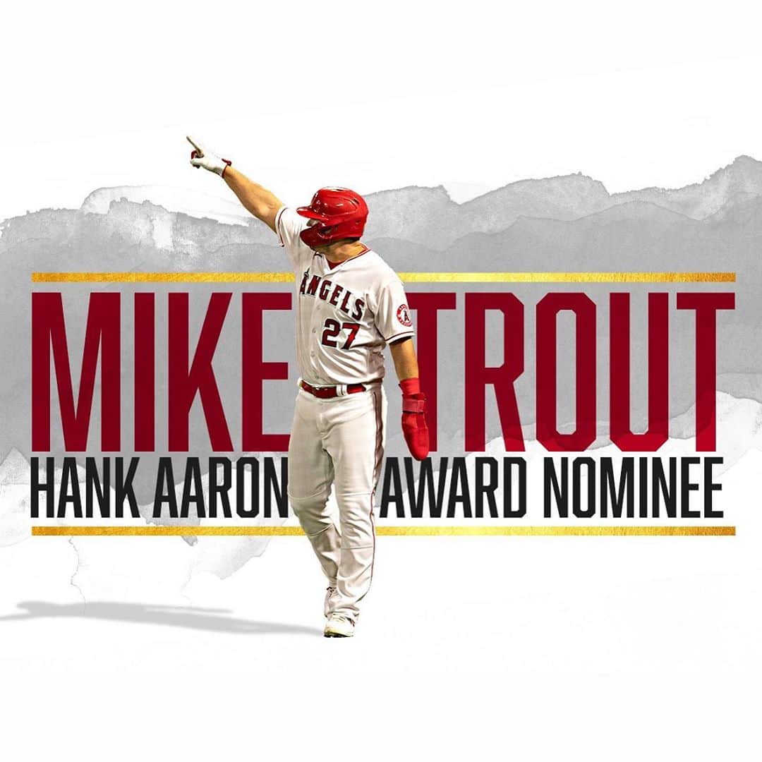 ロサンゼルス・エンゼルス・オブ・アナハイムさんのインスタグラム写真 - (ロサンゼルス・エンゼルス・オブ・アナハイムInstagram)「@miketrout is a finalist for the Hank Aaron Award! Vote for the 🐐 at MLB.com/hankaaronaward.」10月15日 1時36分 - angels