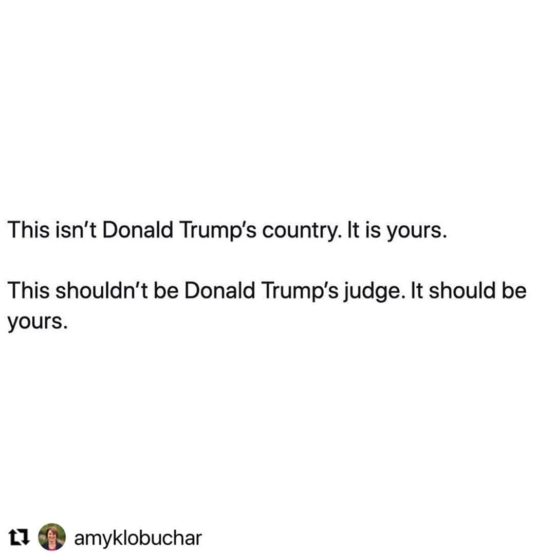 コンスタンス・マリーさんのインスタグラム写真 - (コンスタンス・マリーInstagram)「THIS! I mean WHAT’S the rush?!?! Mc Connell held Obama’s pick for Supreme Court Merrick Garland for 9 months during an election year! The GOP (looking at you @lindseygrahamsc ) Promised that it would be the new precedent: NO SUPREME COURT APPOINTMENTS during an ELECTION YEAR. But wait?! when it’s @gop & they’re worried about an election they MUST GET IT DONE! AND THEY have amnesia!   The NEW PRESIDENT who Americans are currently VOTING FOR RIGHT NOW should be picking the next Supreme Court Justice!!#liars #amyconeybarrett  #hypocrites #VoteThemOut #voteblue2020  Thank you @amyklobuchar for your directness! #WCW @amyklobuchar   #Repost @amyklobuchar with @make_repost ・・・ This isn’t Donald Trump’s country. It is yours.    This shouldn’t be Donald Trump’s judge. It should be yours.」10月15日 2時17分 - goconstance