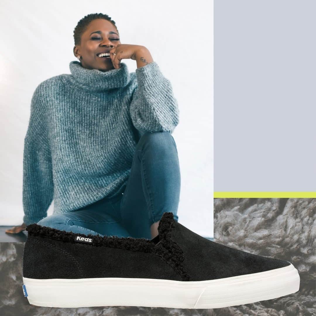のインスタグラム：「Cozy season has officially arrived. We live in warm, fuzzy sweaters this time of year, and we asked ourselves, why shouldn’t our feet get the same treatment? So we lined our bestselling Double Decker sneaker with the coziest faux shearling we could find. The result: staying-in comfort with out-and-about style (for whenever “out and about” becomes a thing again). Apologies to your slippers…we just seriously showed them up.」