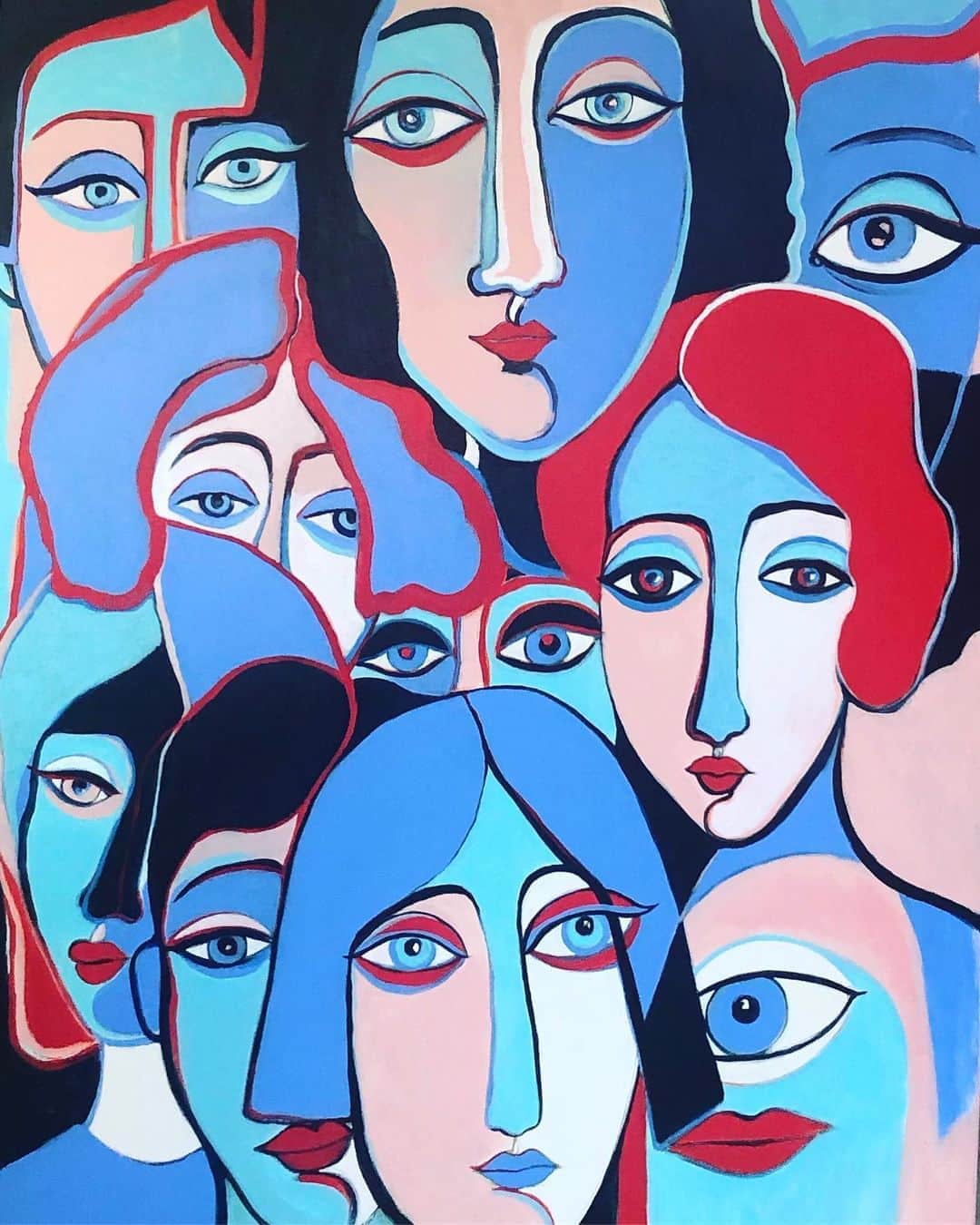 ヤナ・スクラのインスタグラム：「Hebben? Dit schilderij is voor de hoogste bieder/ beste verhalenverteller. Stuur je bod en waarom-jij-verhaal naar expo@janne.tv  Hoe hoger de prijs, des te saaier je verhaal mag zijn (voor 1 miljoen is er bijvoorbeeld geen verhaal nodig). Kommaardoor.  expo@janne.tv . . Audience I - 1x1.40m - acryl on canvas」