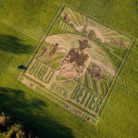 uglyfruitandvegのインスタグラム：「#BuildBackBetter crop art in Wisconsin courtesy of @stan_herd_arts #bidenharris2020 #Vote www.iwillvote.com」