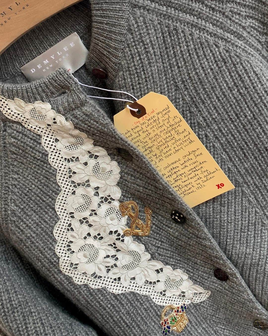のインスタグラム：「We hope that each One-Of-A-Kind Cardigan will be loved, worn, and one day have a history and its own story with you. ❤️🇯🇵 Available exclusively in-store at our Futakotamagawa shop & all Ron Herman Japan locations. Read the feature • Link in bio. #OneOfAKind #cardigans #japanexclusive #vintage #antique #handsewn #handmade #cashmere #artisan #applique #buttons」