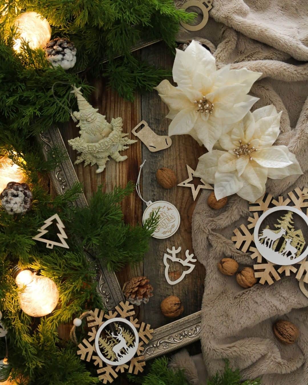 東京堂アーティフィシャルフラワーMAGIQのインスタグラム：「・ 【アーティフィシャルで季節を迎える】 ～Ｗinter Color Flower ❄ Christmas (ウィンターカラーフラワー ❄ クリスマス）～ ・ FX1130　コリントポインセチア XV5200　ナチュラルジュニパーガーランド XQ70　クリアバブルライト XO9306　レインディアスノーオーナメント XO1179　ミエールサンタオーナメント XO6758　ブランクリスマスオーナメント XO1529　ウッディクリスマスオーナメント XX202　エンゼルヘアー DT63094　かしくるみN ・ ・ 【ハッピー ハロウィン 🎃 キャンペーン】開催中！ 期間:2020年10月5日(月)〜10月25日(日) 入賞→ ６名 発表→ 10月29日(木) 、30日（金） ・ ●テーマ 【ハロウィン】の写真を投稿してください。 ・ 応募は簡単！ 以下参加方法にて、どなたでも参加OKです。 ◎参加方法 ① @magiq.jp をフォロー ② #magiqハロウィン2020 をタグ付けて投稿して下さい！ ・ 皆さまのご参加をお待ちしております！！ ・ ・ #TOKYODO #MAGIQ #MAGIQのある暮らし #東京堂 #アーティフィシャルフラワー #アーティフィシャル #アートフラワー #造花 #花のある暮らし #花のある生活  #花好きな人と繋がりたい #フラワーデザイン #フラワーアレンジメント #フラワーアレンジ #アレンジメント #花を飾る  #インテリア #インテリアフラワー #フェイクフラワー  #artificial #artificialflower #flowerofinstagram #flowersoninstagram #花藝 #꽃스타그램 #조화 #christmas #クリスマス #フェイクグリーン」