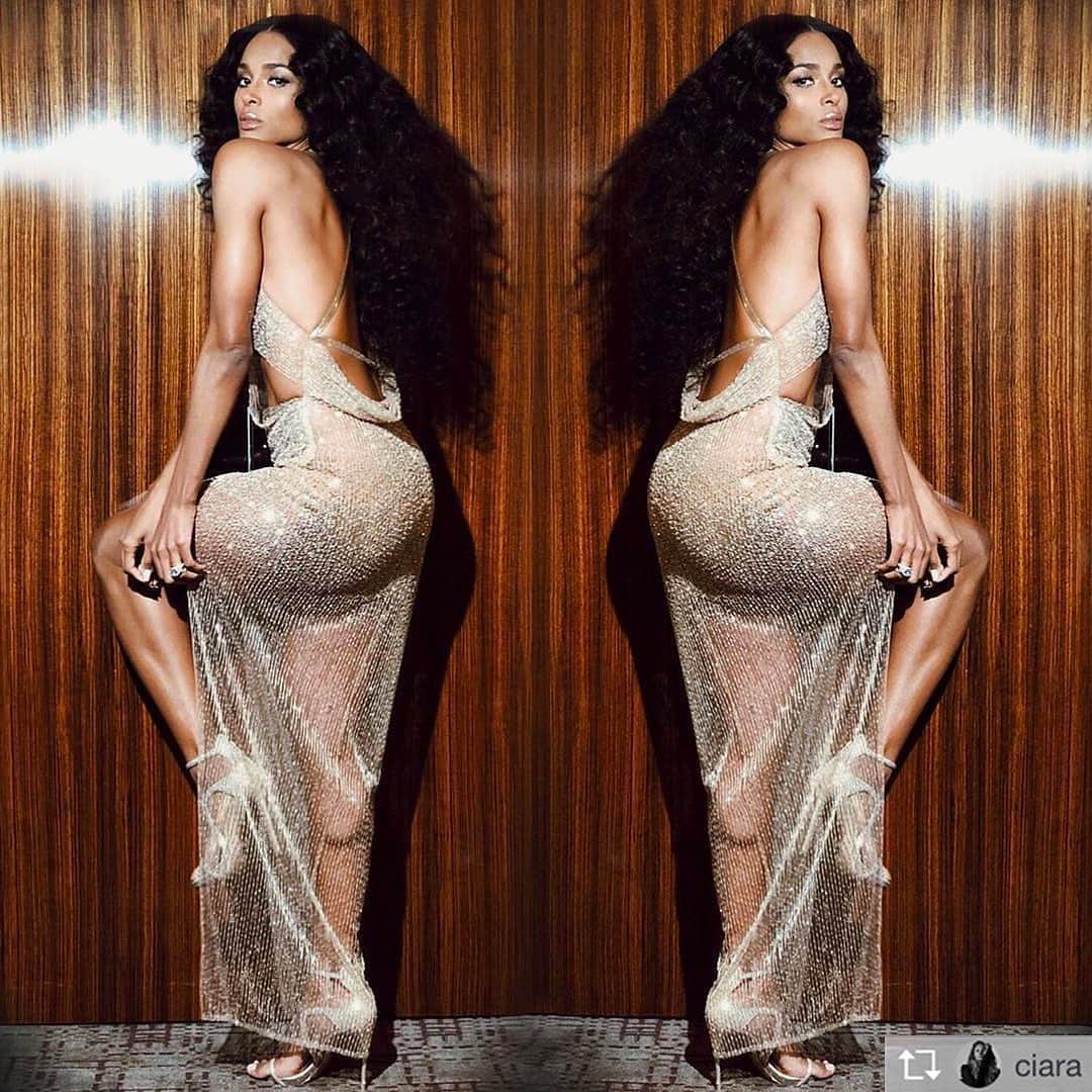 ジュリアンマクドナルドのインスタグラム：「The iconic and multitalented @ciara glowing in a backless #JULIENMACDONALD embellished couture gown dripping in @swarovski crystals at the @bbmas Billboard Red Carpet  Styled by the amazing @robzangardi and @marielhaenn Hair by @cesar4styles Makeup by @yolondafrederick」