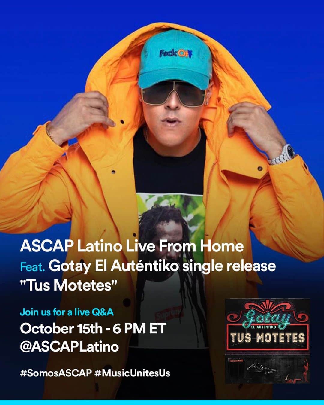 ASCAPさんのインスタグラム写真 - (ASCAPInstagram)「Who’s got new music coming out?!   @gotayelautentiko just released his single “Tue Motetes” and he’s taking over @ascaplatino IG Live today at 6PM ET. Tune in. #SomosASCAP #MusicUnitesUs」10月16日 2時34分 - ascap