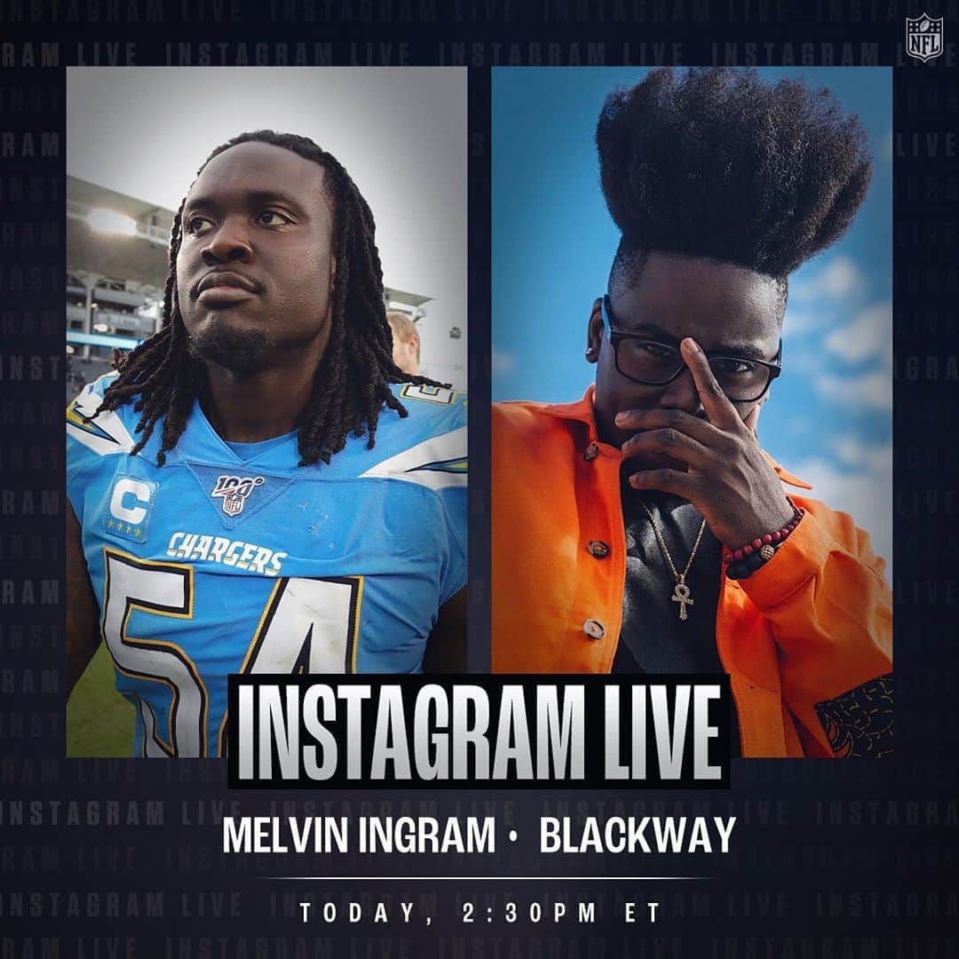 NFLさんのインスタグラム写真 - (NFLInstagram)「🚨@kingmel54 x @iamblackway🚨  Join the @chargers star and the #SongsOfTheSeason artist on IG Live TODAY at 2:30PM ET.」10月16日 3時09分 - nfl