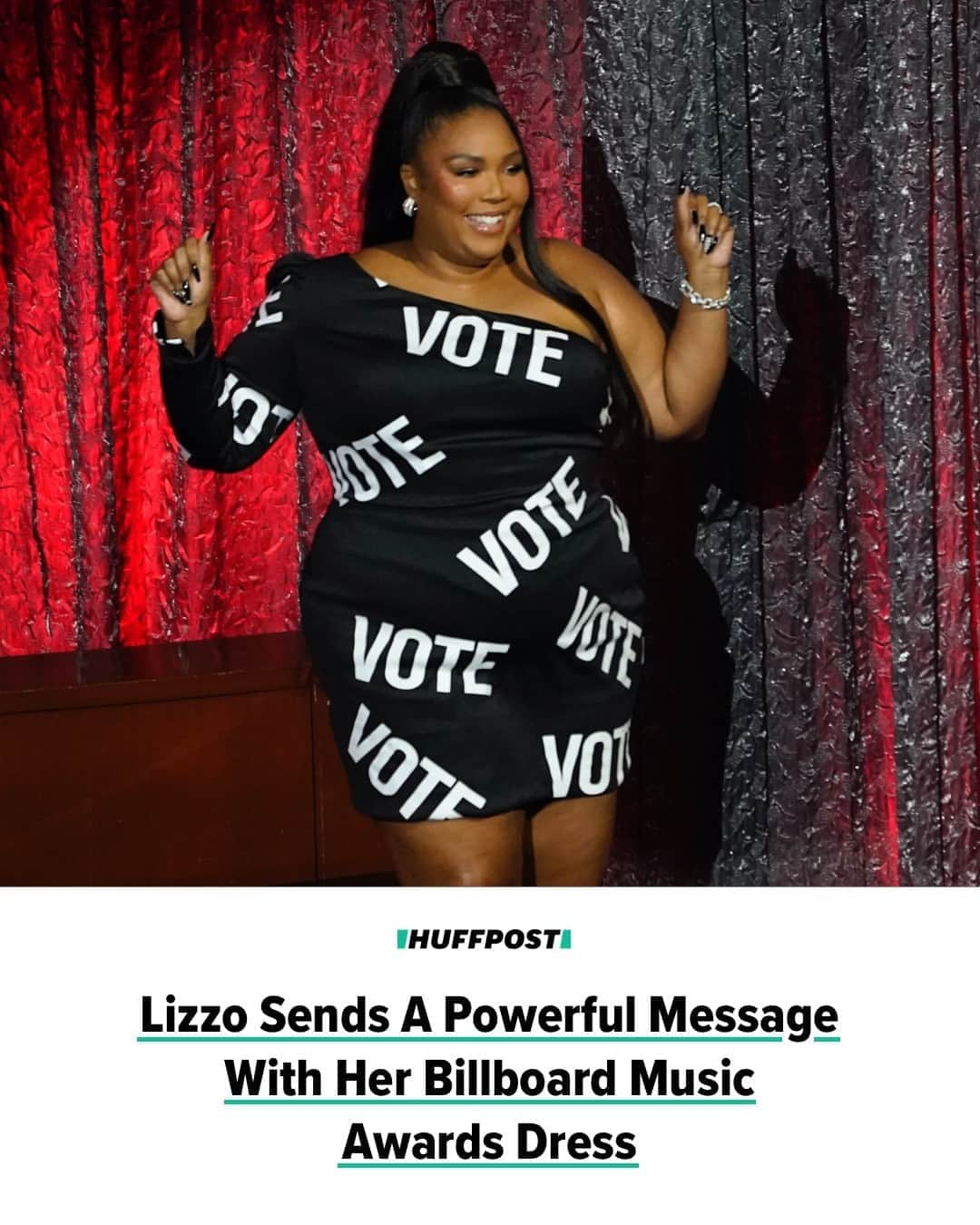 Huffington Postさんのインスタグラム写真 - (Huffington PostInstagram)「If the message in Lizzo’s Billboard Music Awards speech wasn’t obvious enough ― her dress should make things crystal clear.⁠ ⁠ The “Truth Hurts” singer, wearing a black dress with a white “Vote” print, made an impassioned call to action after winning the Top Song Sales Artist award Wednesday night.⁠ ⁠ “I’ve been thinking a lot about suppression and the voices that refused to be suppressed,” she said. “I wonder, would I be standing here right now if it weren’t for the big Black women who refused to have their voices be suppressed?⁠ ⁠ “I just want to say right now, if you’re at home watching this and you are thinking about changing yourself to feel worthy, this is your sign to remain true to who you are.”⁠ ⁠ “Let me tell you all something,” she added. “When people try to suppress something, it’s normally because that thing holds power. They’re afraid of your power. There’s power in who you are. There’s power in your voice. So whether it’s through music, protests or your right to vote, use your power, use your voice and refuse to be suppressed.”⁠ ⁠ Lizzo was nominated in 11 categories in this year’s Billboard Music Awards. She’s been a vocal voting advocate, using her enormous platform to urge fans to cast their ballots in the Nov. 3 election.⁠ ⁠ Earlier this week, she incentivized fans with a video of herself twerking in an “Auntie Sam” outfit. And after the first presidential debate in September, she posted a video imploring people to “register to vote, to vote and to know your power.” // 📝 @josieharvey // 📷 AP Photo」10月15日 22時40分 - huffpost