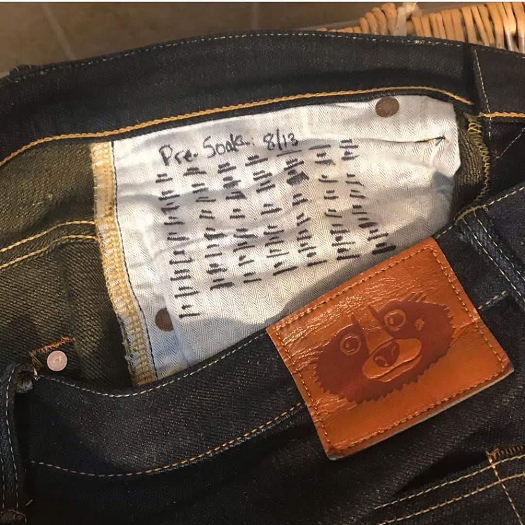 Denimioさんのインスタグラム写真 - (DenimioInstagram)「Pretty cool way to keep track of your wears! The #tanukikusaki in full swing!!   #Denimio #denim #denimhead #denimfreak #denimlovers #jeans #selvedge #selvage #selvedgedenim #japanesedenim #rawdenim #drydenim #worndenim #fadeddenim #menswear #mensfashion #rawfie #denimporn #denimaddict #betterwithwear #wabisabi」10月15日 23時02分 - denimio_shop