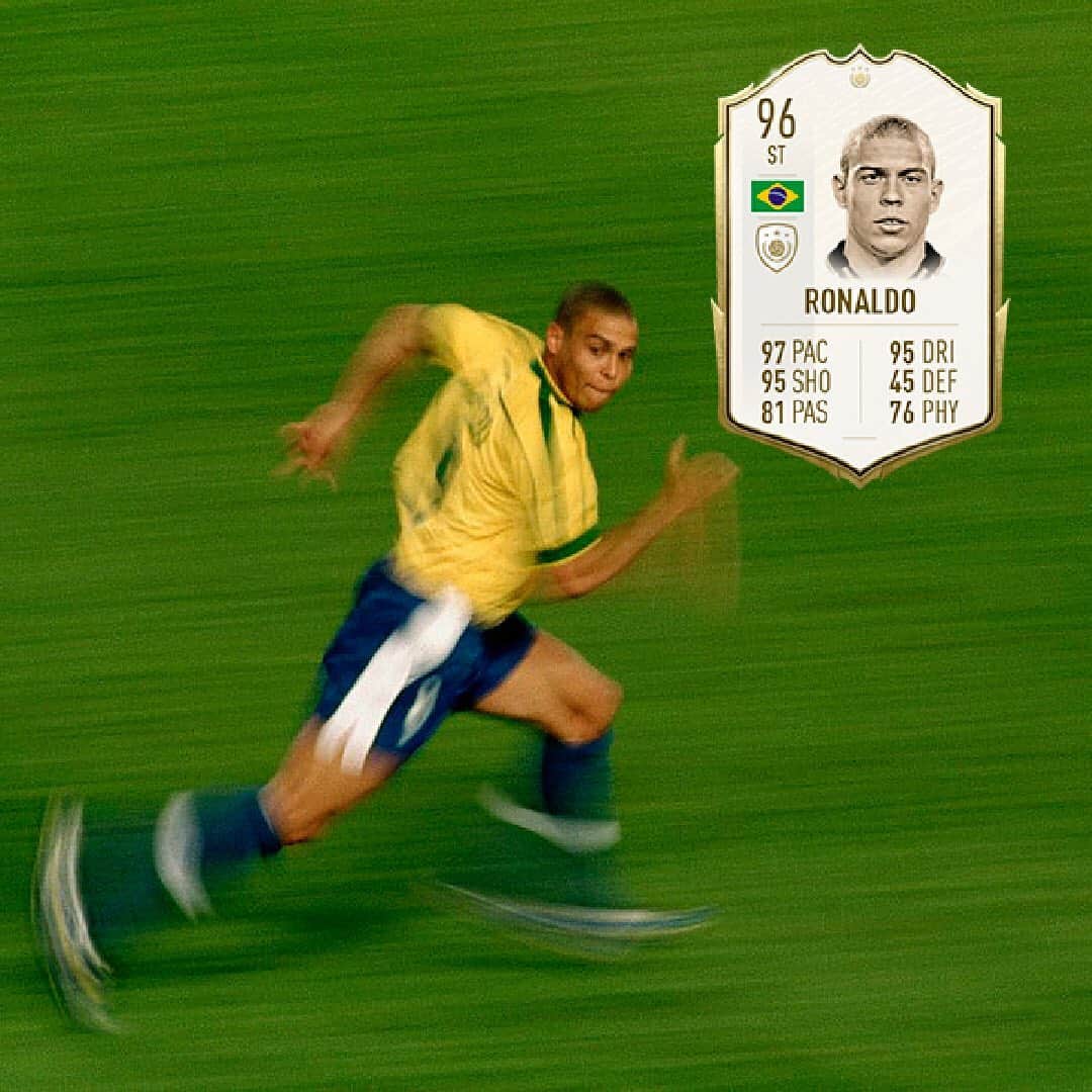 ロナウドのインスタグラム：「Quem aí também tava ansioso pro lançamento do #FIFA21? 🎮 Muito legal ver o @k.mbappe na capa do jogo! Eu só não sei se ele alcança o meu pace de 97 😜 @easportsfifa @easportsfifabrasil」