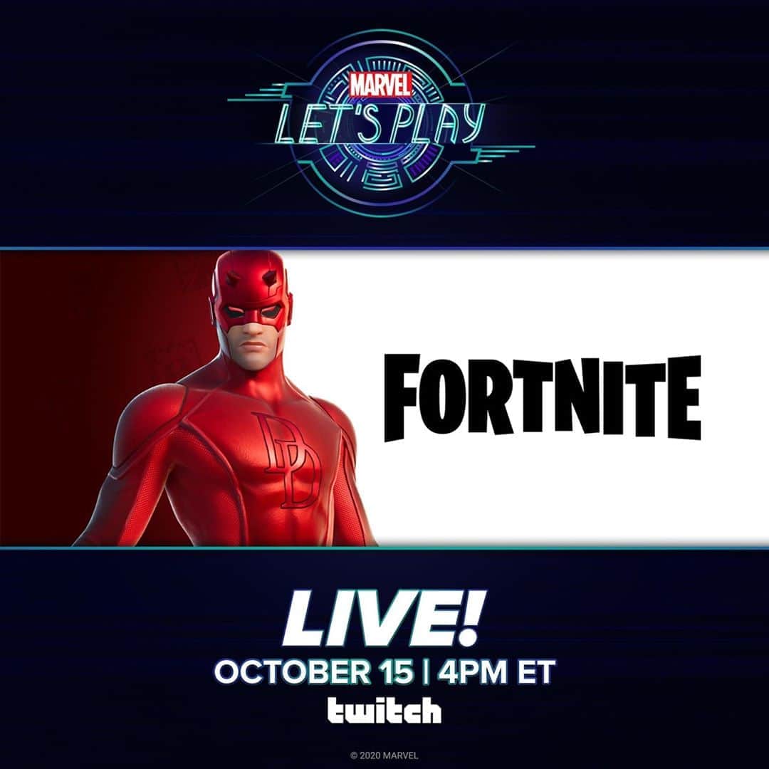 Marvel Entertainmentさんのインスタグラム写真 - (Marvel EntertainmentInstagram)「The Man Without Fear enters #FortniteNexusWar! Jump over to our Twitch channel at 4PM ET today as we play with the Daredevil outfit in @Fortnite LIVE: Twitch.tv/Marvel」10月16日 0時22分 - marvel