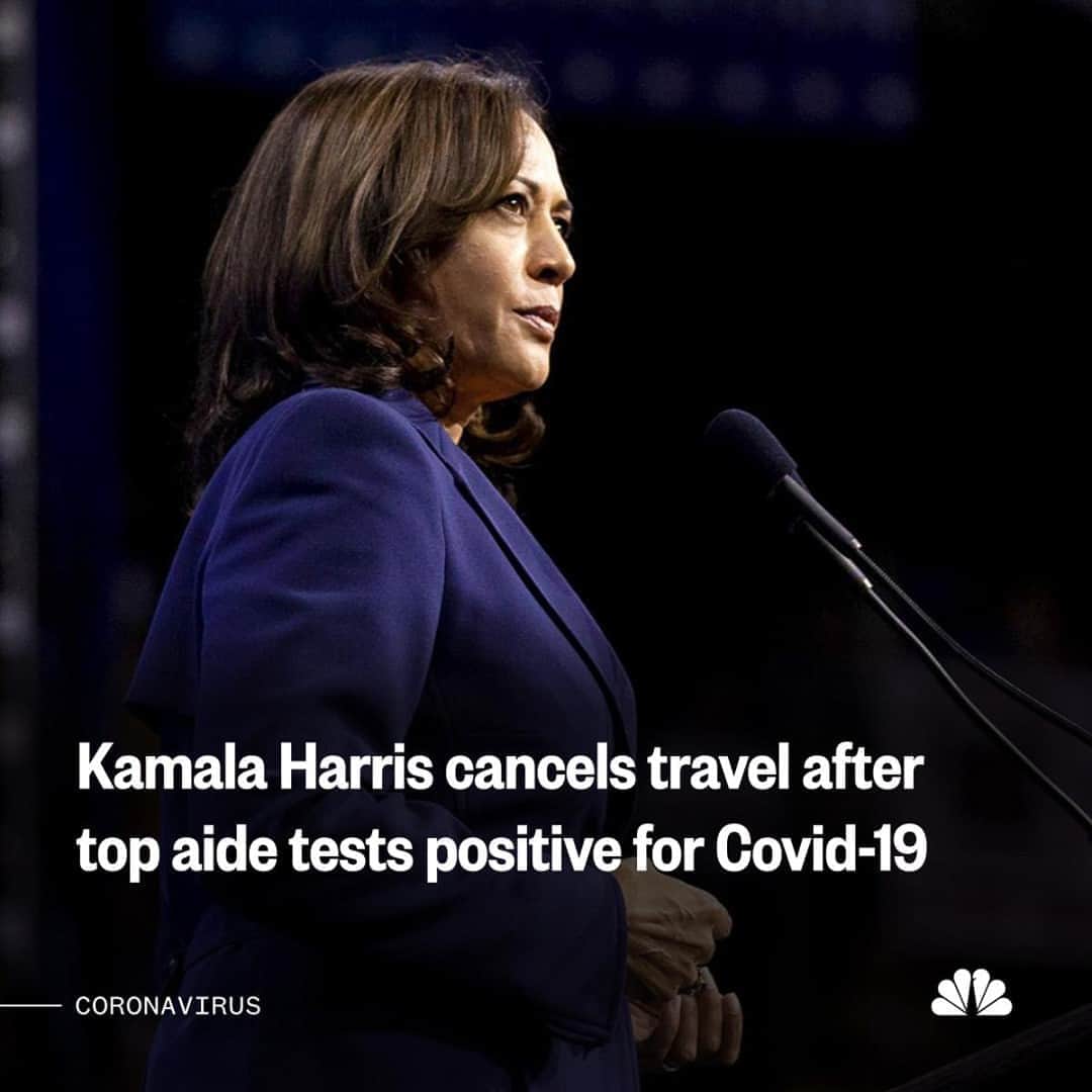 NBC Newsさんのインスタグラム写真 - (NBC NewsInstagram)「NEW: Sen. Harris cancels travel for the weekend after two people involved in the campaign test positive for coronavirus, Biden campaign manager says. More at the link in our bio.」10月16日 0時33分 - nbcnews