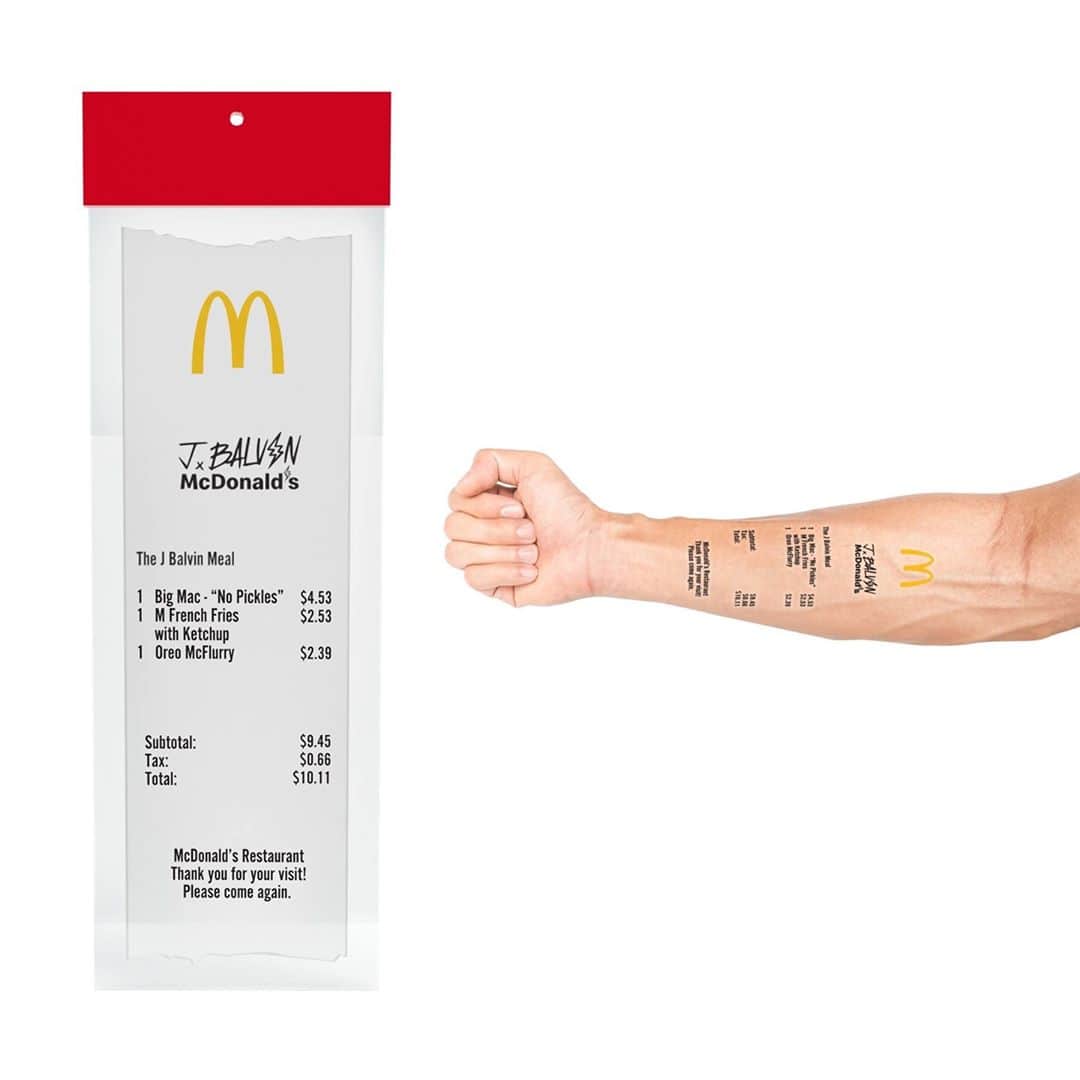 マクドナルドさんのインスタグラム写真 - (マクドナルドInstagram)「weird flex, but ok.  yes merch includes a @jbalvin receipt tattoo」10月16日 1時08分 - mcdonalds