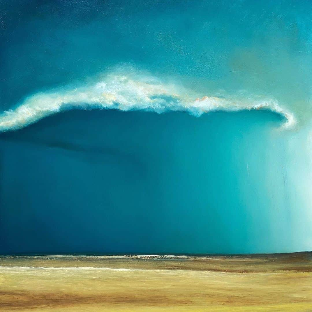 Derek Kaplanのインスタグラム：「‘Storm’ commission complete! Size : 40 x 40 x 1.5 inches Oil on canvas」