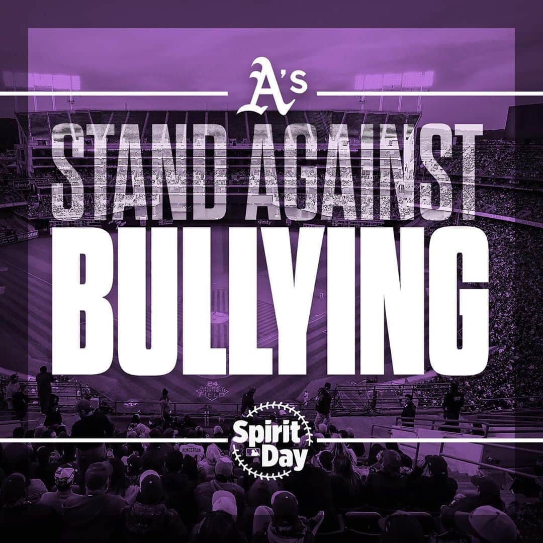 オークランド・アスレチックスさんのインスタグラム写真 - (オークランド・アスレチックスInstagram)「Join us in taking a stand against bullying of LGBTQIA+ youth by going purple for #SpiritDay」10月16日 1時44分 - athletics
