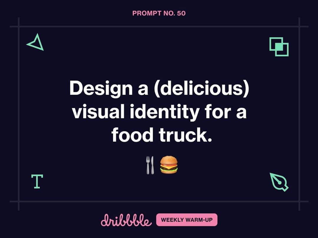 Dribbbleさんのインスタグラム写真 - (DribbbleInstagram)「We hope you’ve brought your appetite, designers. That’s because your Weekly Warm-Up task is to design a visual identity for a food truck. Be it menu, signage, apps, business cards, food packaging or more!⠀ ⠀ Grill up a great #dribbbleweeklywarmup design now by following the link in our bio!」10月16日 2時00分 - dribbble